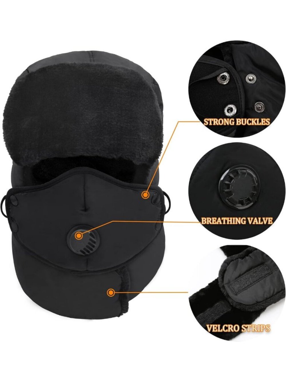 Cozy Winter Trapper Hat with Ear Flaps | Windproof Aviator Hat for Cold Weather - Picture 6 of 6